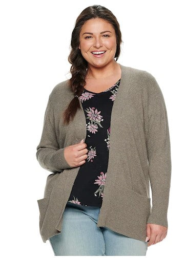 Otter Heather Long Sleeve Cardigan - 1X, 3X - Keene's