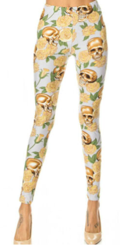 Gold Sugar Skull OS Legging - Keene's