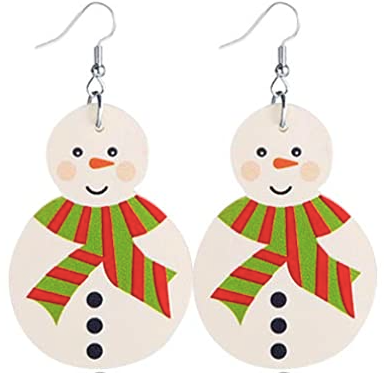Snowman With Scarf Red and Green Cutout Earring - Keene's