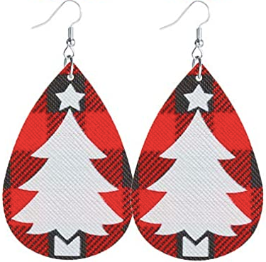 Plaid White Tree Earrings - Keene's