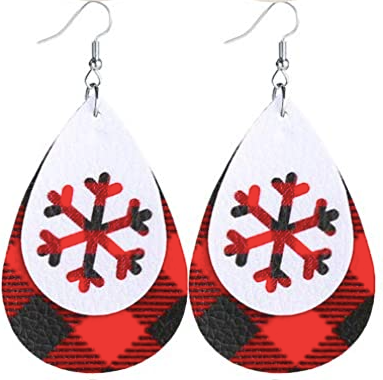 Plaid White Snowflake Earrings - Keene's