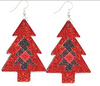 Red Glitter Plaid Tree Earrings - Keene's