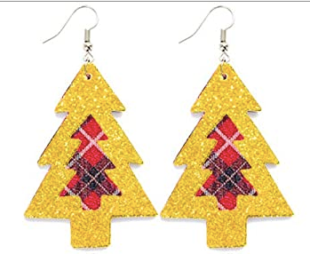 Gold Glitter Tree Earrings - Keene's