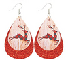 Red Deer Leaping Christmas Earrings - Keene's