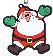 Santa With Green Gloves Keychain - Keene's