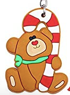 Bear With Candy Cane Keychain - Keene's