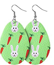 Easter Earrings Egg Shaped With Carrots and Bunnies - Keene's
