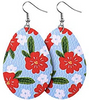 Easter Earrings Egg Shaped With Red Flowers - Keene's