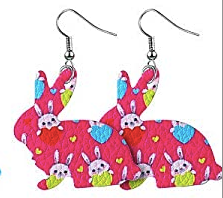 Easter Earrings Bunny Shaped With Bunnies - Keene's