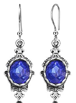 Silver Tone Blue Gem Earring - Keene's