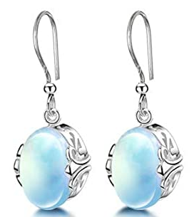 Silver Tone Opal Stone Earring - Keene's