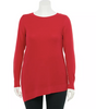 Red Asymmetrical Hem Crewneck Sweater - Plus Size - Keene's