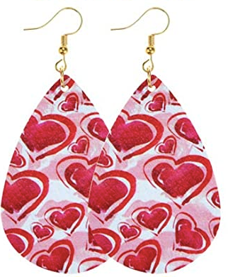 Red Outline Floating Hearts Earring - Keene's