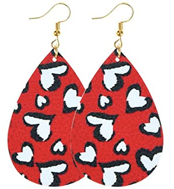 Red Black White Floating Hearts Earring - Keene's