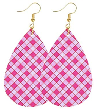 Pink and White Checkered Earring - Keene's