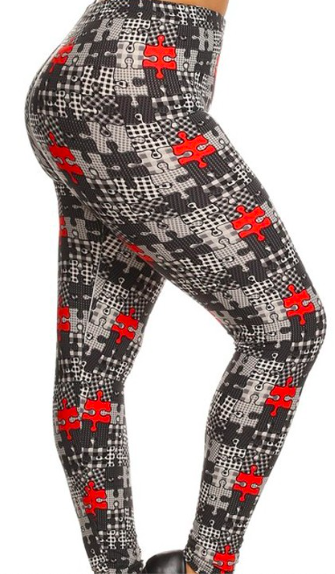 Puzzle Piece Print 3x-5x Leggings - LDX-R540