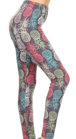 Color Pineapples Print 3x-5x Leggings
