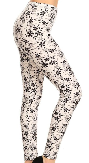 White Floral Print Legging EPS 3X4X-R626