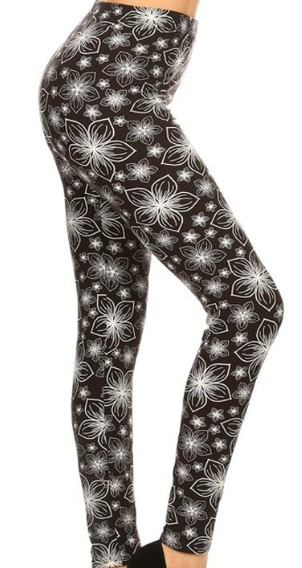 White Flower Print Legging EPS 3X4X-R634