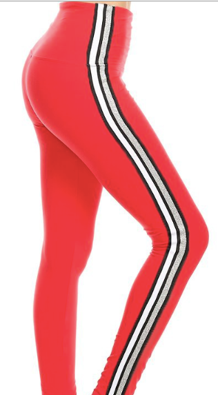 Red 5" Yoga Waist With Stripes Legging OS LT71-SOLID_ST_YOGA Red