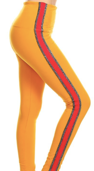 Stripes 5" Yoga Waist Legging OS - LT81-SOLID_ST_YOGA Mustard