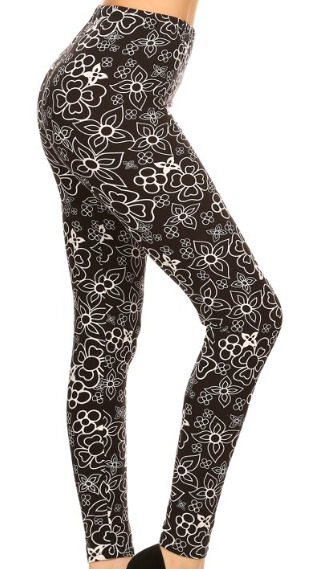 White Floral Legging OS - LDR-R637