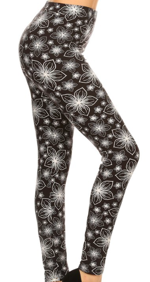 White Floral Legging OS - LDR-R634