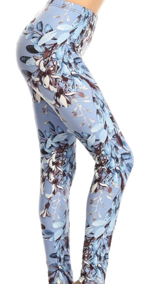 Blue Floral Print Leggings PS - LDX-R853