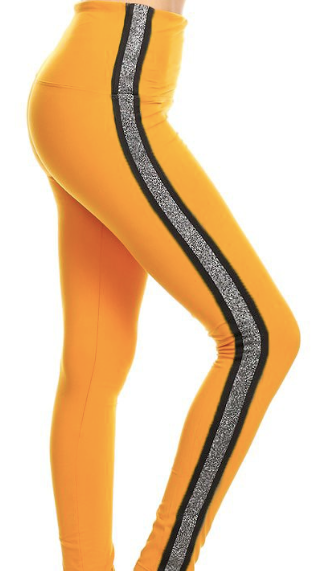 5" Yoga Band Stripe Legging OS LT79-SOLID_ST_YOGA  Mustard