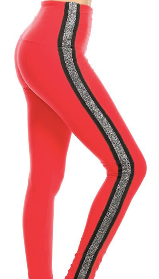 5" Yoga Band Stripe Legging OS LT79-SOLID_ST_YOGA  Red
