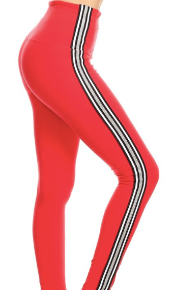 5" Yoga Band Stripe Legging OS LT65-SOLID_ST_YOGA Red
