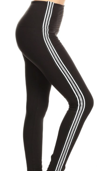 5" Yoga Band Stripe Legging OS LT65-SOLID_ST_YOGA Black