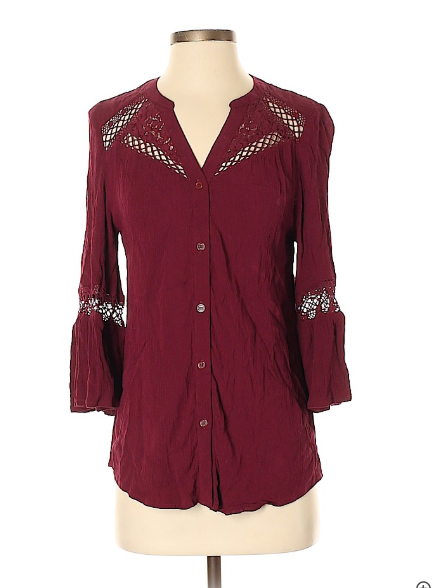 Burgundy Bell Sleeve Top - Size L and XL - Keene's