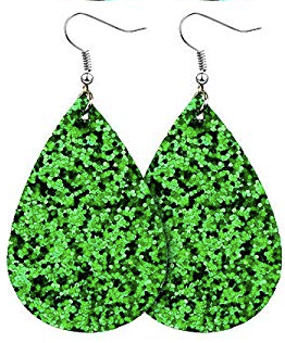 St. Patrick's Day Earrings - Green Glitter - Keene's