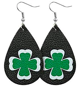St. Patrick's Day Earrings - Black With Shamrock - Keene's