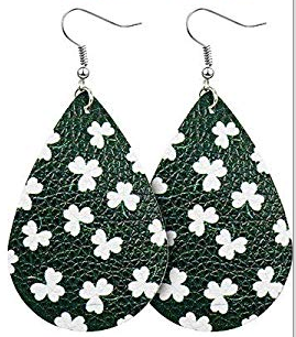 St. Patrick's Day Earrings - Small White Shamrock - Keene's