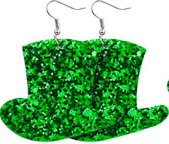 St. Patrick's Day Earrings - Glitter Hat - Keene's