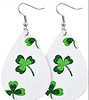 St. Patrick's Day Earrings - White with Green 3 Leaf Shamrock - Keene's