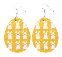Easter Earrings - Yellow Gold With White Bunny - Keene's