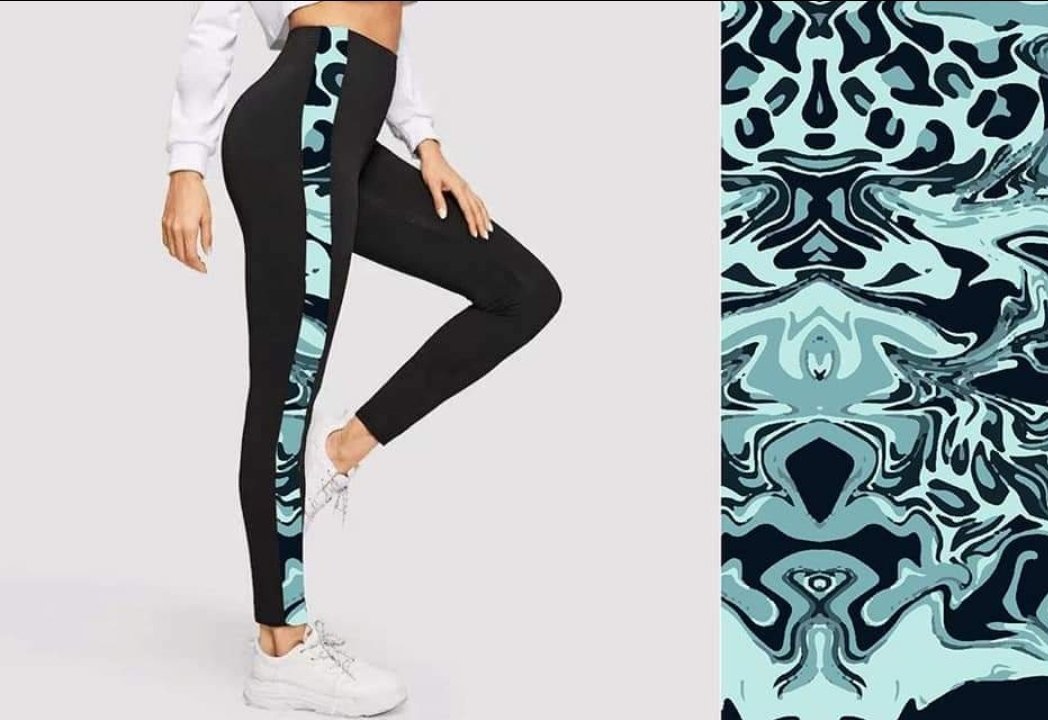 Teal Marble II leggings with pockets