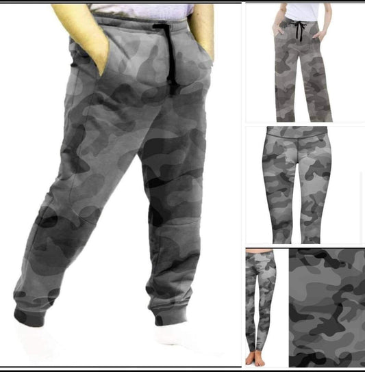 Grey Camo leggings, capris and lounge pants