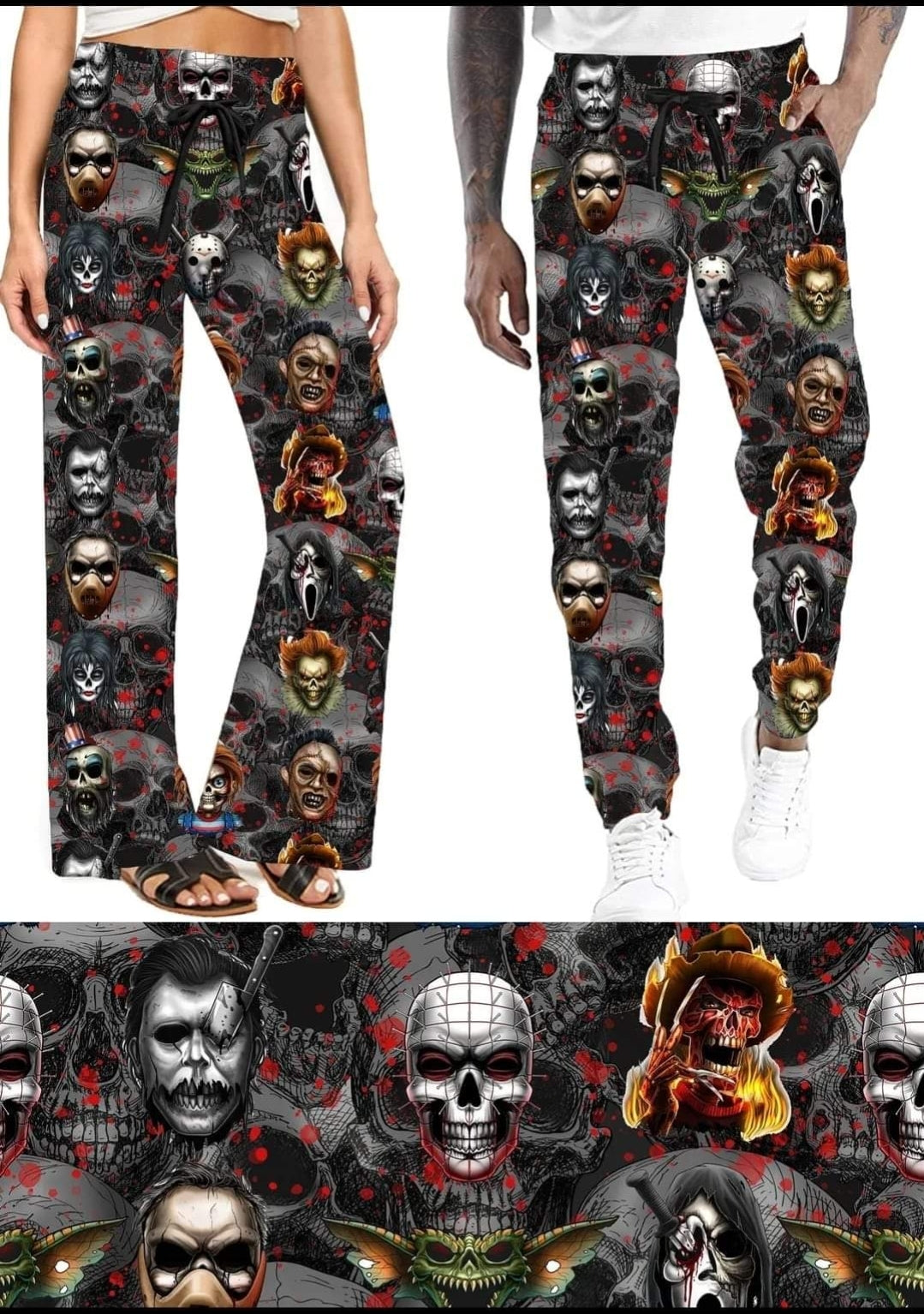 Horror Night Faces Capris, Lounge Pants, Joggers, and (4" & 7") Shorts