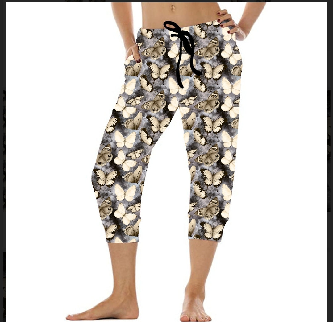 Golden Butterfly  Leggings, Capri Lounge Pants / Joggers and jogger shorts 4"-7"