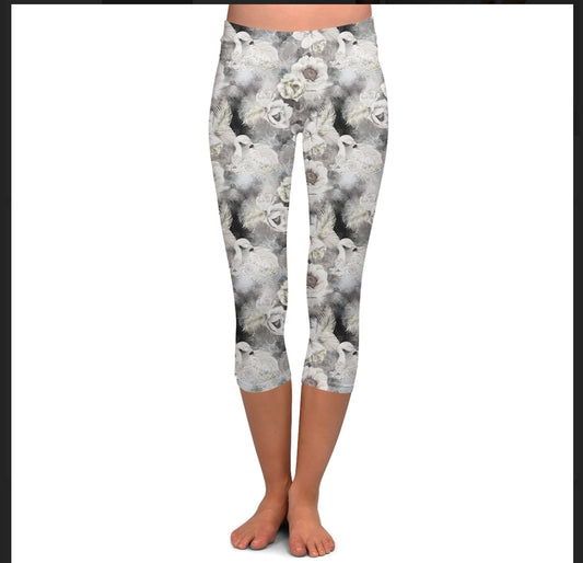 Floral swan Leggings with pockets