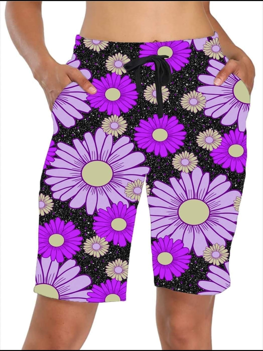 Purple Daisy Leggings and Capri Joggers