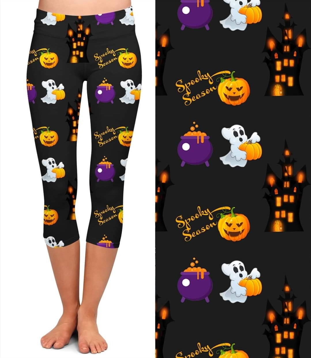 Spooky Season Leggings, Capris, full-length lounger, and capri lounge and joggers