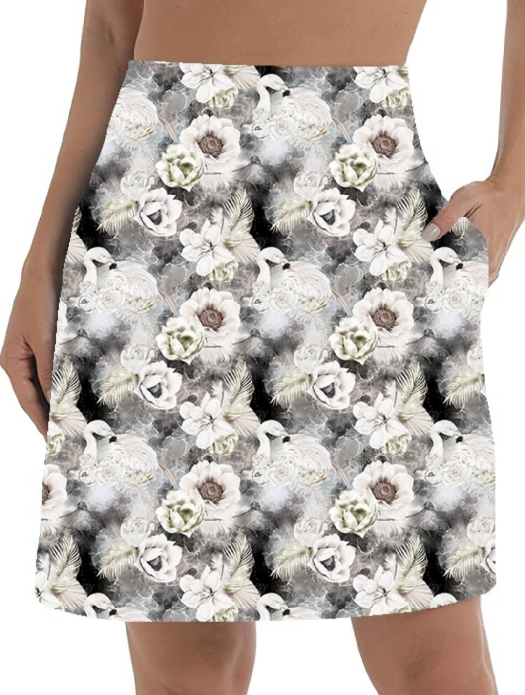 Floral Swan Skorts with pockets