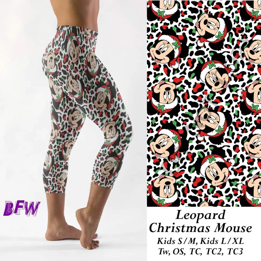 Leopard Christmas Mouse Capris and loungers with pockets