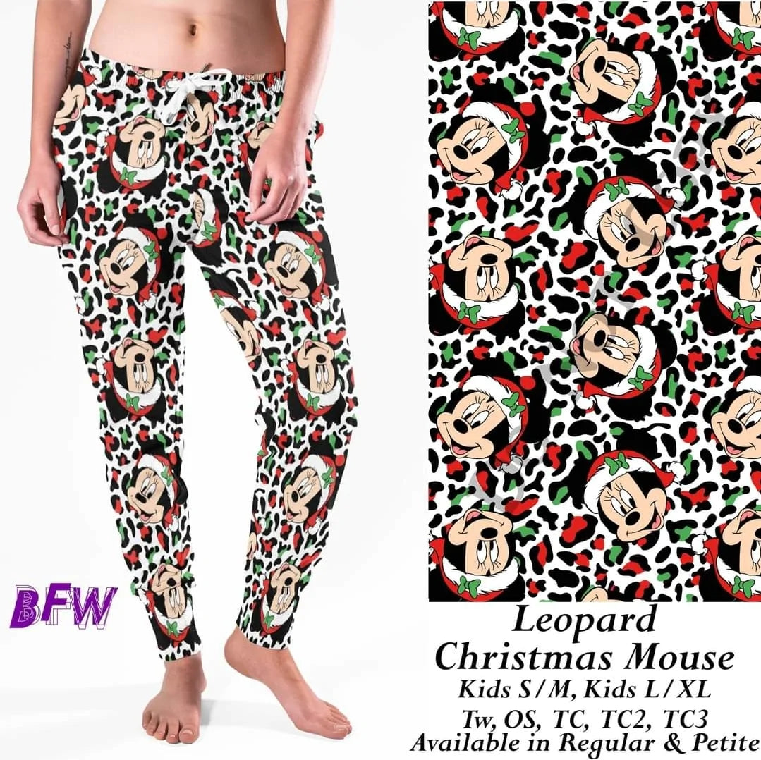 Leopard Christmas Mouse Capris and loungers with pockets