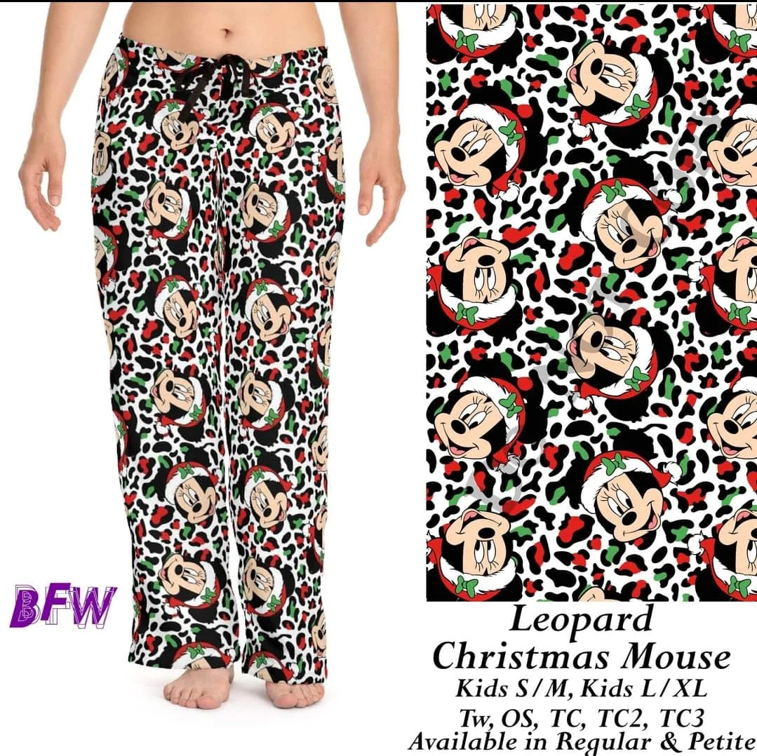 Leopard Christmas Mouse Capris and loungers with pockets